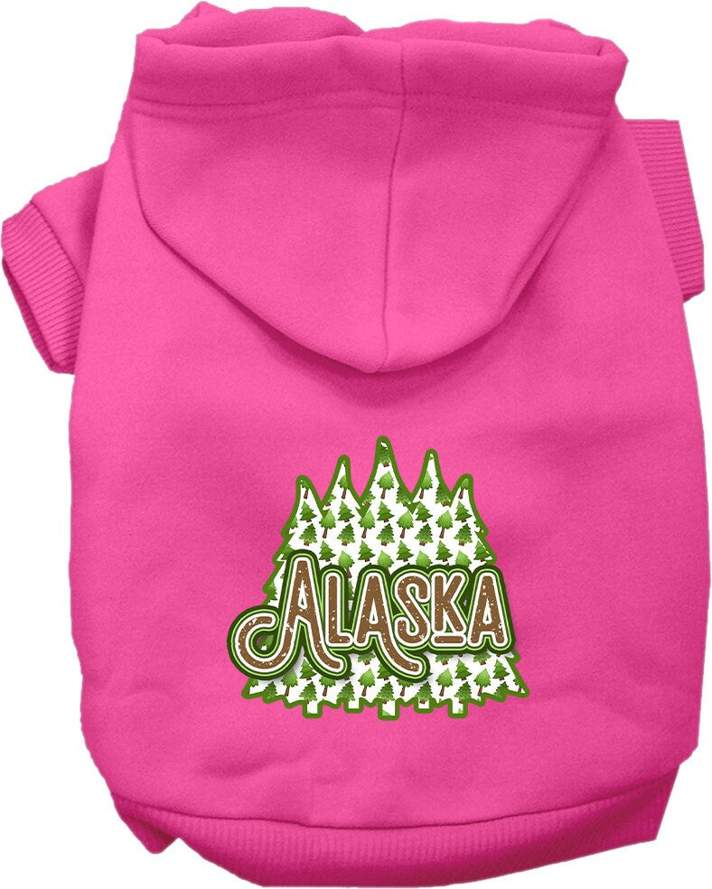 Pet Dog & Cat Screen Printed Hoodie for Small to Medium Pets (Sizes XS-XL), "Alaska Woodland Trees"