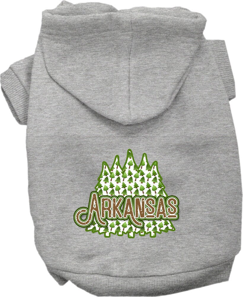 Pet Dog & Cat Screen Printed Hoodie for Small to Medium Pets (Sizes XS-XL), "Arkansas Woodland Trees"