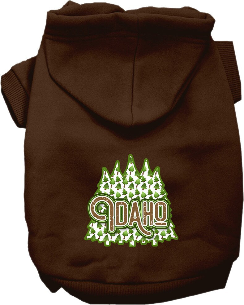 Pet Dog & Cat Screen Printed Hoodie for Small to Medium Pets (Sizes XS-XL), "Idaho Woodland Trees"