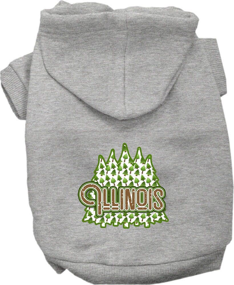 Pet Dog & Cat Screen Printed Hoodie for Medium to Large Pets (Sizes 2XL-6XL), "Illinois Woodland Trees"