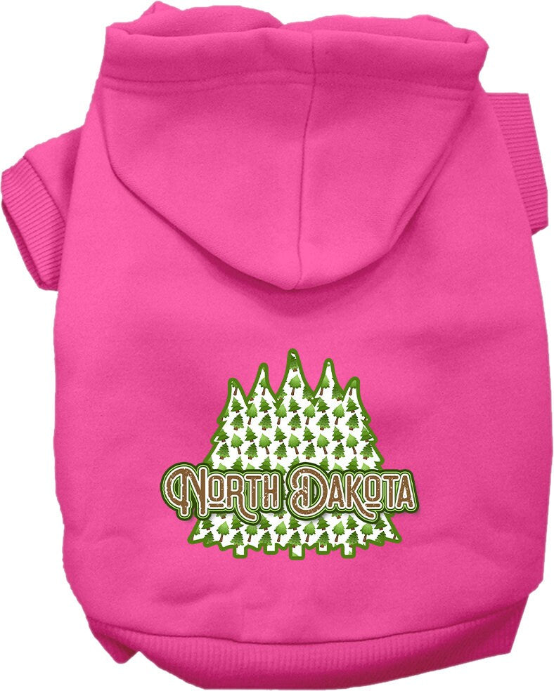 Pet Dog & Cat Screen Printed Hoodie for Medium to Large Pets (Sizes 2XL-6XL), "North Dakota Woodland Trees"