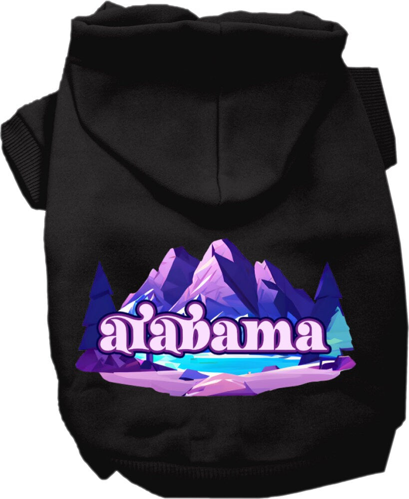 Pet Dog & Cat Screen Printed Hoodie for Small to Medium Pets (Sizes XS-XL), "Alabama Alpine Pawscape"