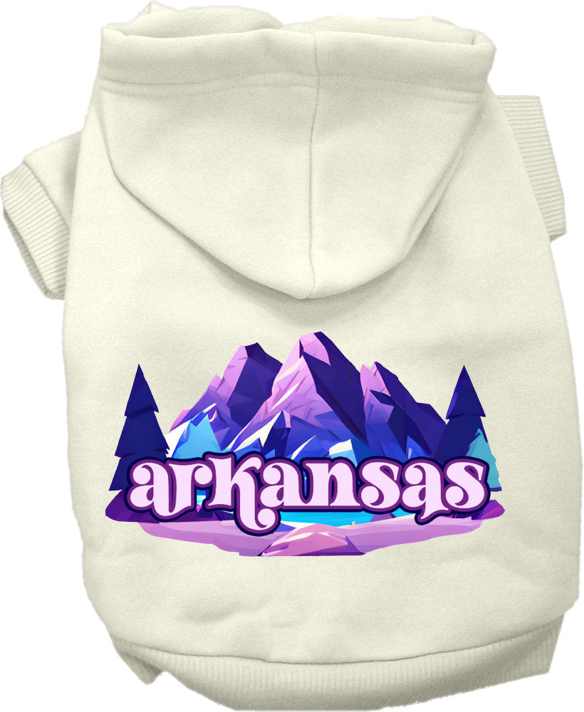 Pet Dog & Cat Screen Printed Hoodie for Small to Medium Pets (Sizes XS-XL), "Arkansas Alpine Pawscape"