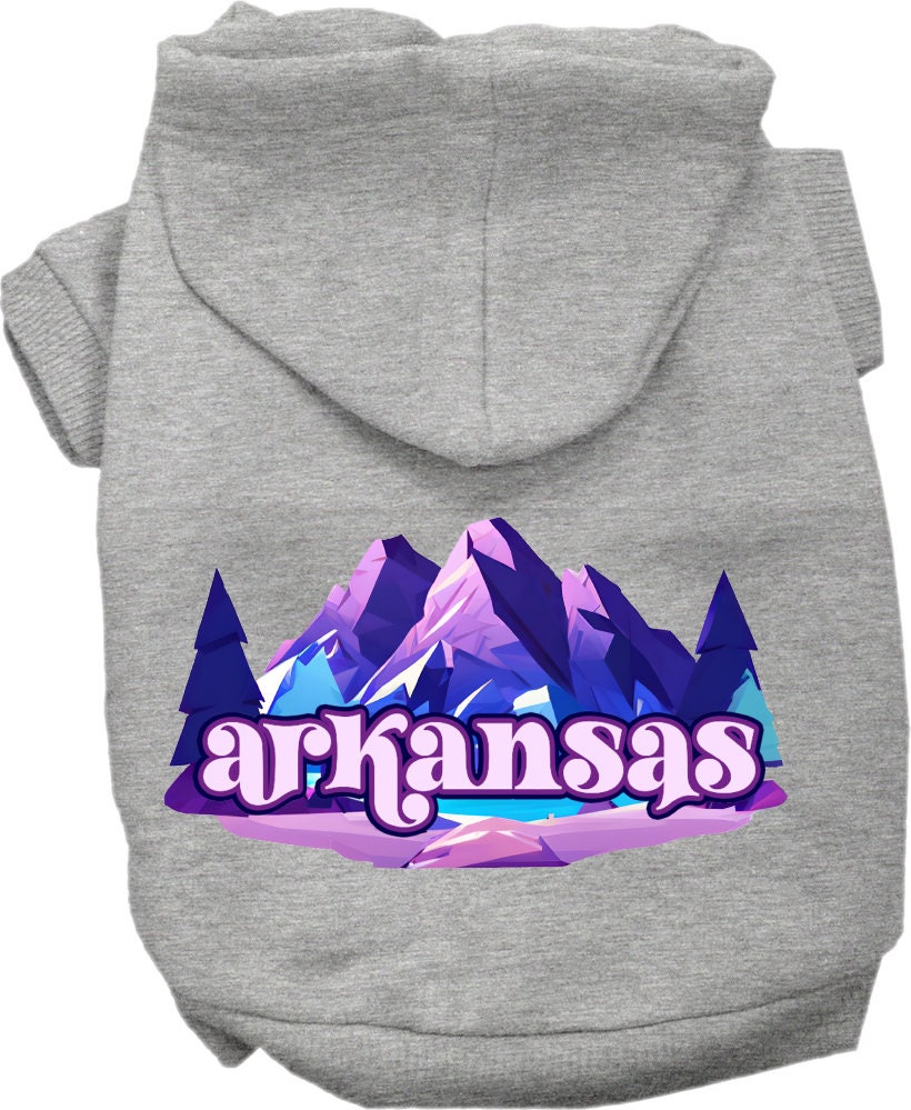 Pet Dog & Cat Screen Printed Hoodie for Small to Medium Pets (Sizes XS-XL), "Arkansas Alpine Pawscape"