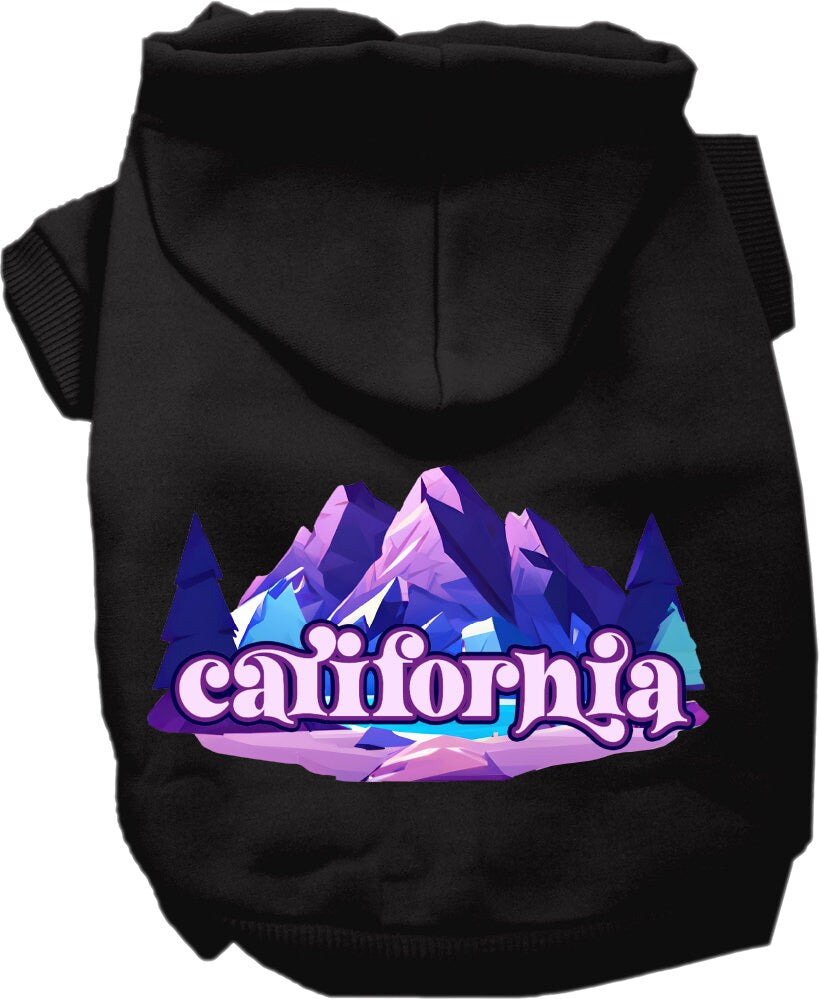 Pet Dog & Cat Screen Printed Hoodie for Small to Medium Pets (Sizes XS-XL), "California Alpine Pawscape"