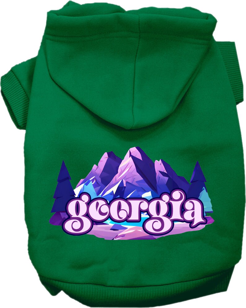 Pet Dog & Cat Screen Printed Hoodie for Medium to Large Pets (Sizes 2XL-6XL), "Georgia Alpine Pawscape"