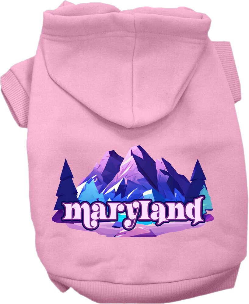 Pet Dog & Cat Screen Printed Hoodie for Small to Medium Pets (Sizes XS-XL), "Maryland Alpine Pawscape"