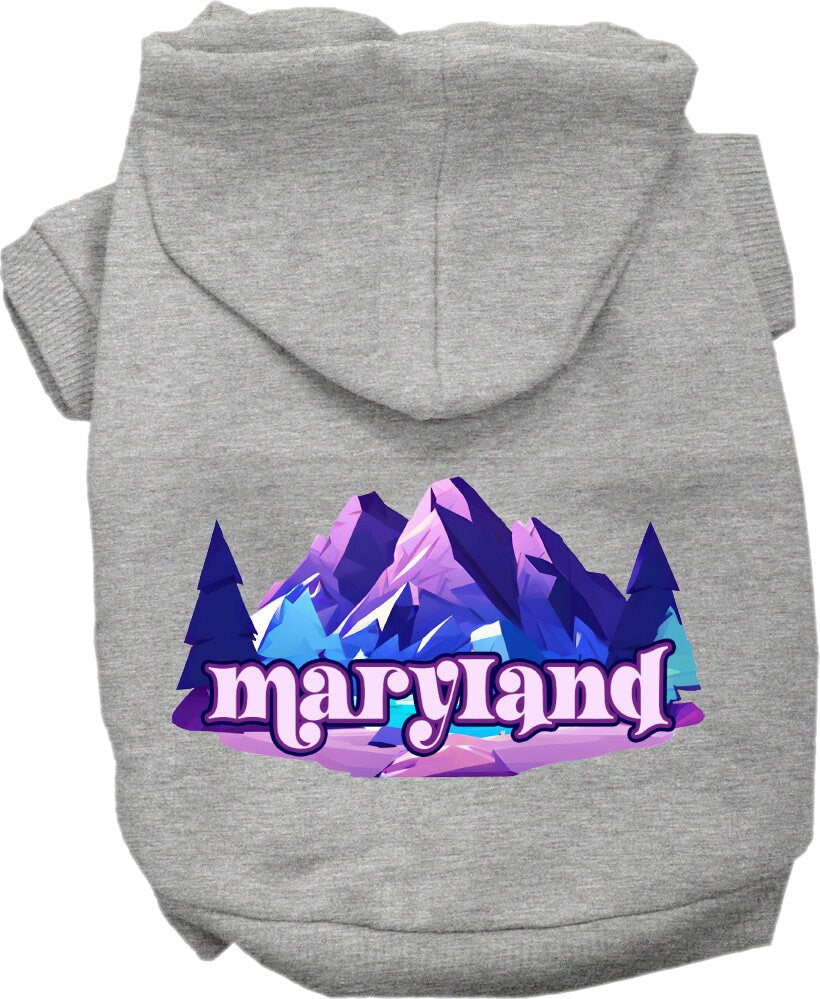 Pet Dog & Cat Screen Printed Hoodie for Small to Medium Pets (Sizes XS-XL), "Maryland Alpine Pawscape"