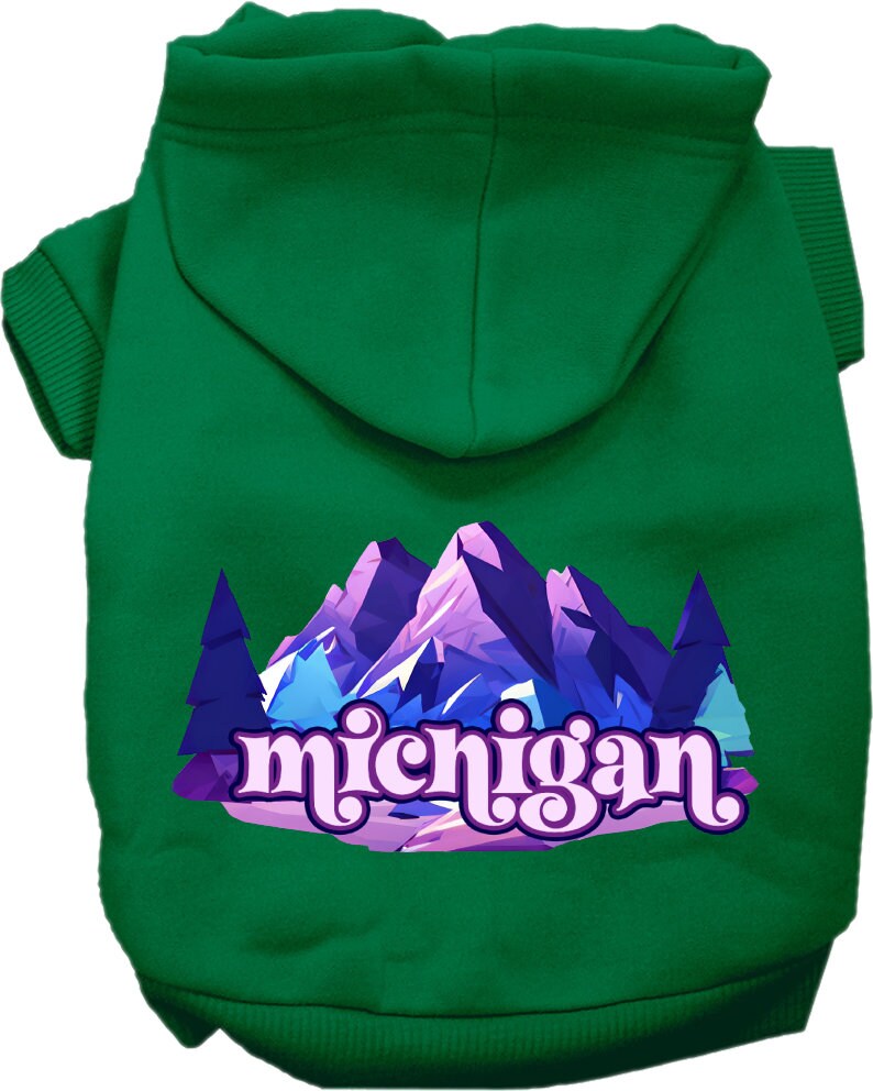 Pet Dog & Cat Screen Printed Hoodie for Medium to Large Pets (Sizes 2XL-6XL), "Michigan Alpine Pawscape"