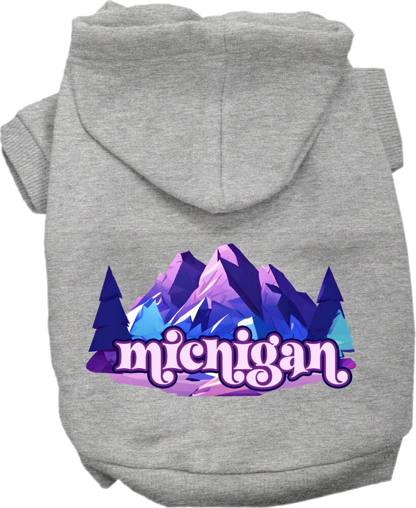 Pet Dog & Cat Screen Printed Hoodie for Medium to Large Pets (Sizes 2XL-6XL), "Michigan Alpine Pawscape"