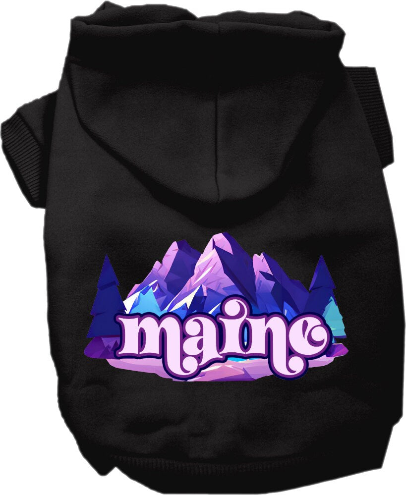 Pet Dog & Cat Screen Printed Hoodie for Small to Medium Pets (Sizes XS-XL), "Maine Alpine Pawscape"