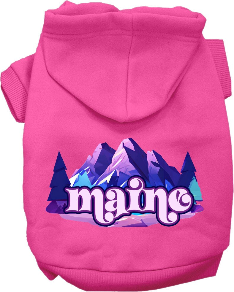 Pet Dog & Cat Screen Printed Hoodie for Small to Medium Pets (Sizes XS-XL), "Maine Alpine Pawscape"