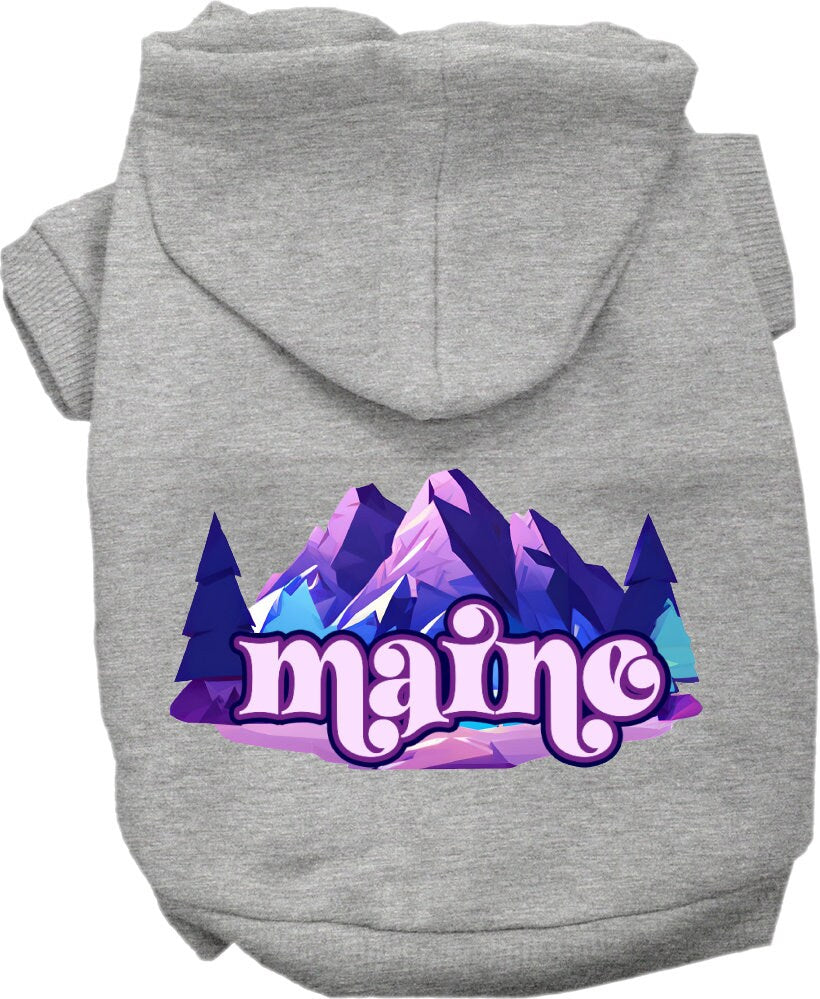 Pet Dog & Cat Screen Printed Hoodie for Medium to Large Pets (Sizes 2XL-6XL), "Maine Alpine Pawscape"