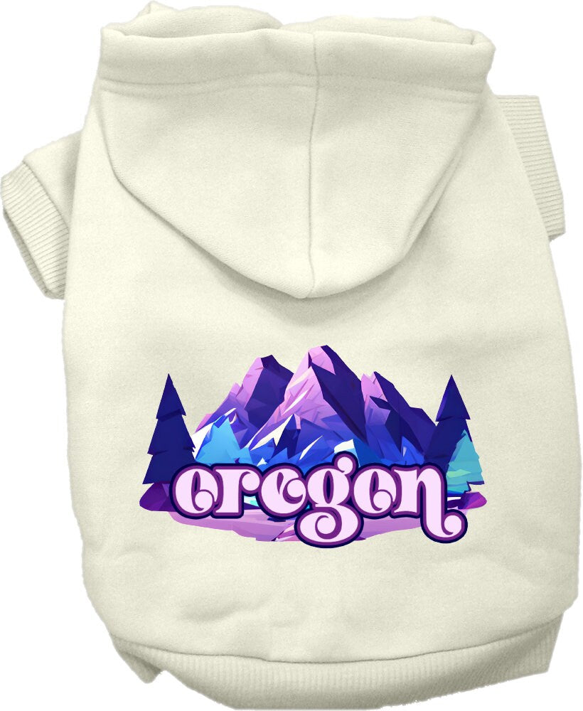 Pet Dog & Cat Screen Printed Hoodie for Medium to Large Pets (Sizes 2XL-6XL), "Oregon Alpine Pawscape"