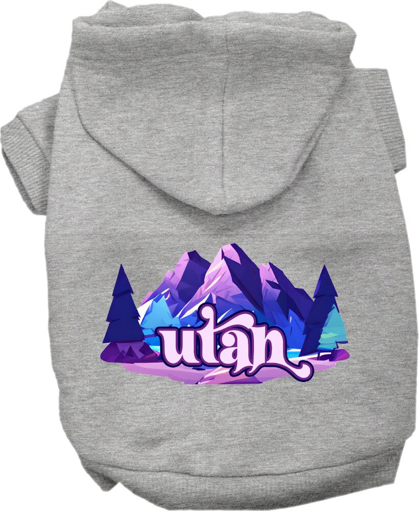 Pet Dog & Cat Screen Printed Hoodie for Medium to Large Pets (Sizes 2XL-6XL), "Utah Alpine Pawscape"