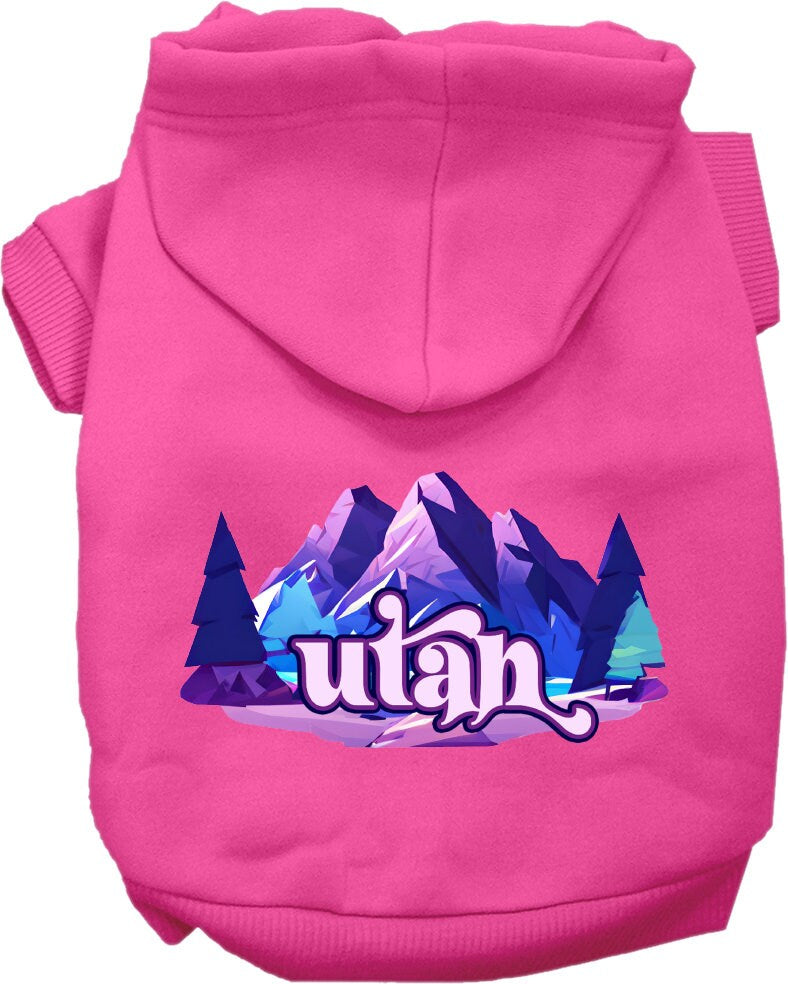 Pet Dog & Cat Screen Printed Hoodie for Medium to Large Pets (Sizes 2XL-6XL), "Utah Alpine Pawscape"