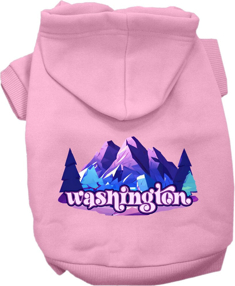 Pet Dog & Cat Screen Printed Hoodie for Medium to Large Pets (Sizes 2XL-6XL), "Washington Alpine Pawscape"