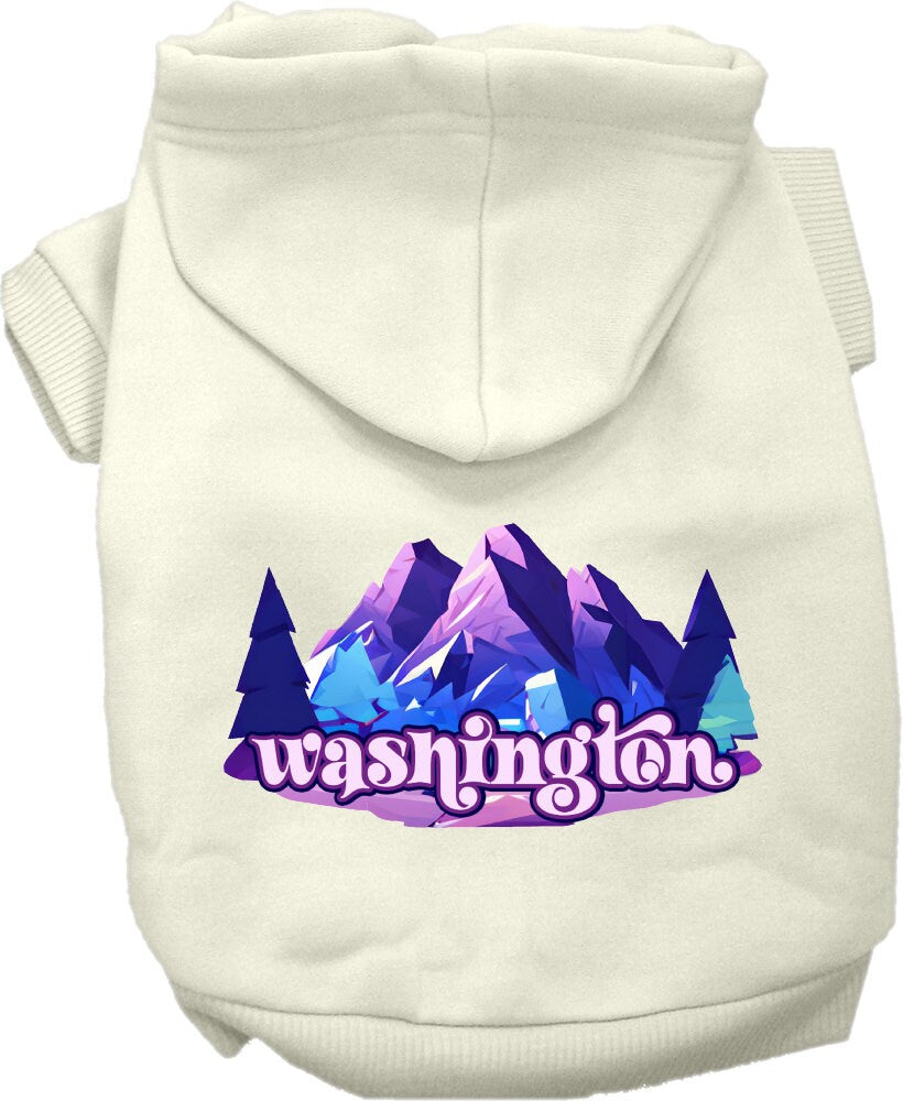 Pet Dog & Cat Screen Printed Hoodie for Medium to Large Pets (Sizes 2XL-6XL), "Washington Alpine Pawscape"