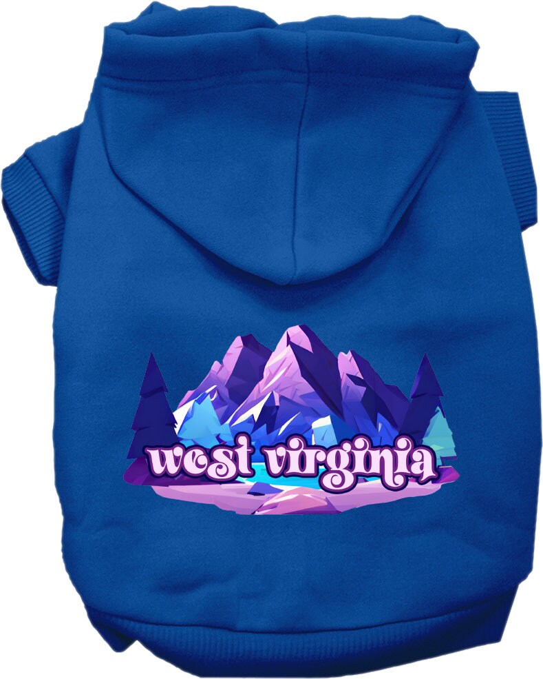 Pet Dog & Cat Screen Printed Hoodie for Medium to Large Pets (Sizes 2XL-6XL), "West Virginia Alpine Pawscape"