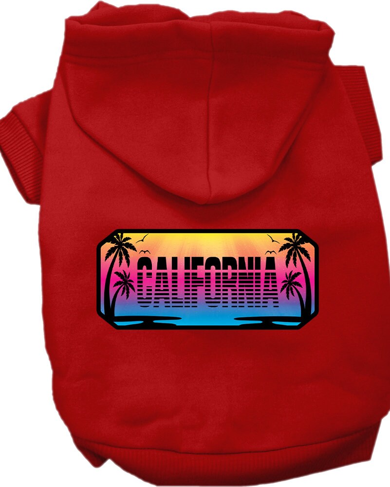 Pet Dog & Cat Screen Printed Hoodie for Small to Medium Pets (Sizes XS-XL), "California Beach Shades"