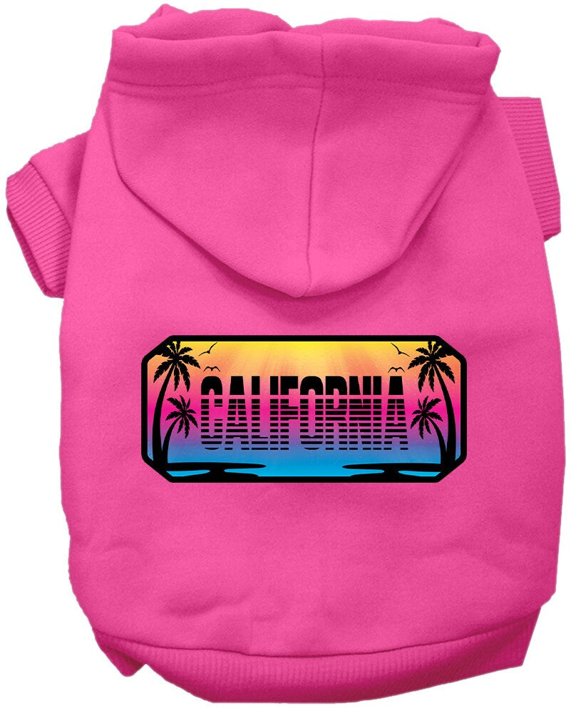 Pet Dog & Cat Screen Printed Hoodie for Small to Medium Pets (Sizes XS-XL), "California Beach Shades"