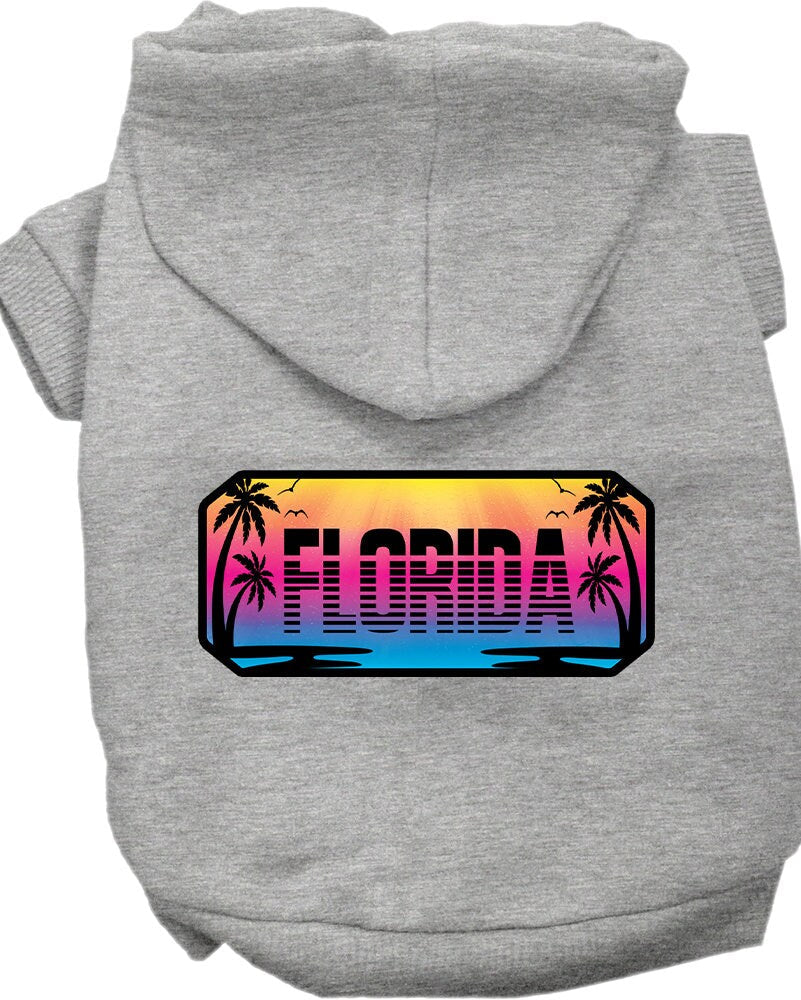 Pet Dog & Cat Screen Printed Hoodie for Small to Medium Pets (Sizes XS-XL), "Florida Beach Shades"