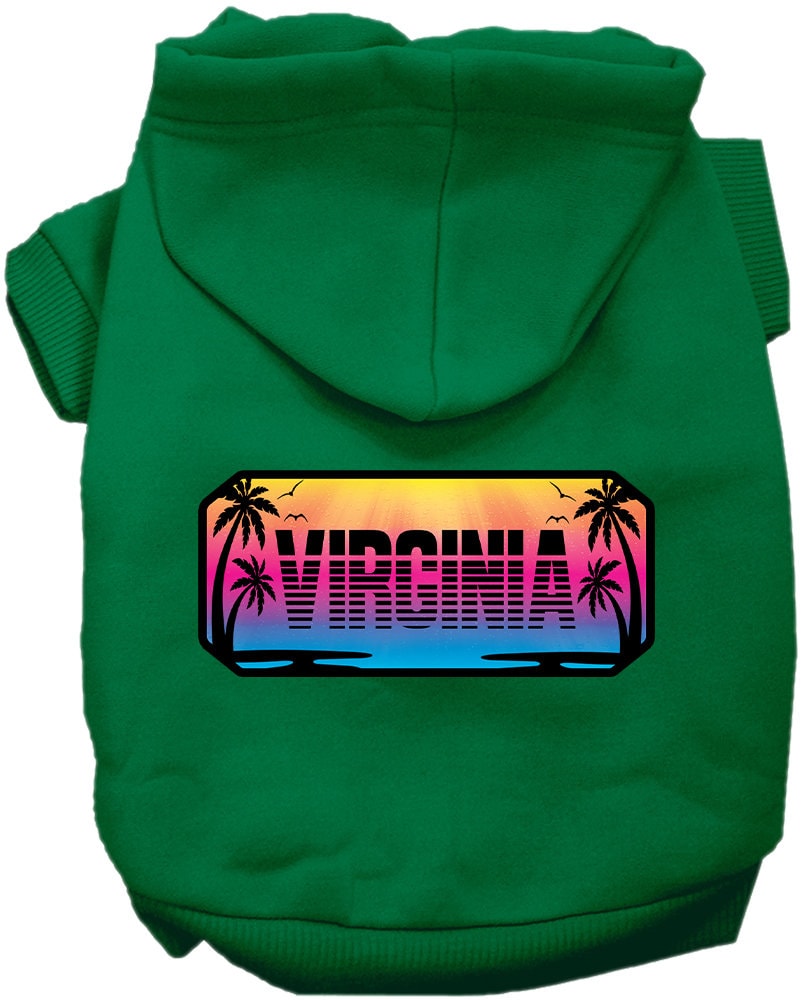 Pet Dog & Cat Screen Printed Hoodie for Medium to Large Pets (Sizes 2XL-6XL), "Virginia Beach Shades"