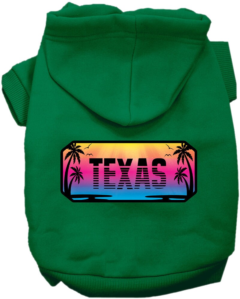 Pet Dog & Cat Screen Printed Hoodie for Medium to Large Pets (Sizes 2XL-6XL), "Texas Beach Shades"