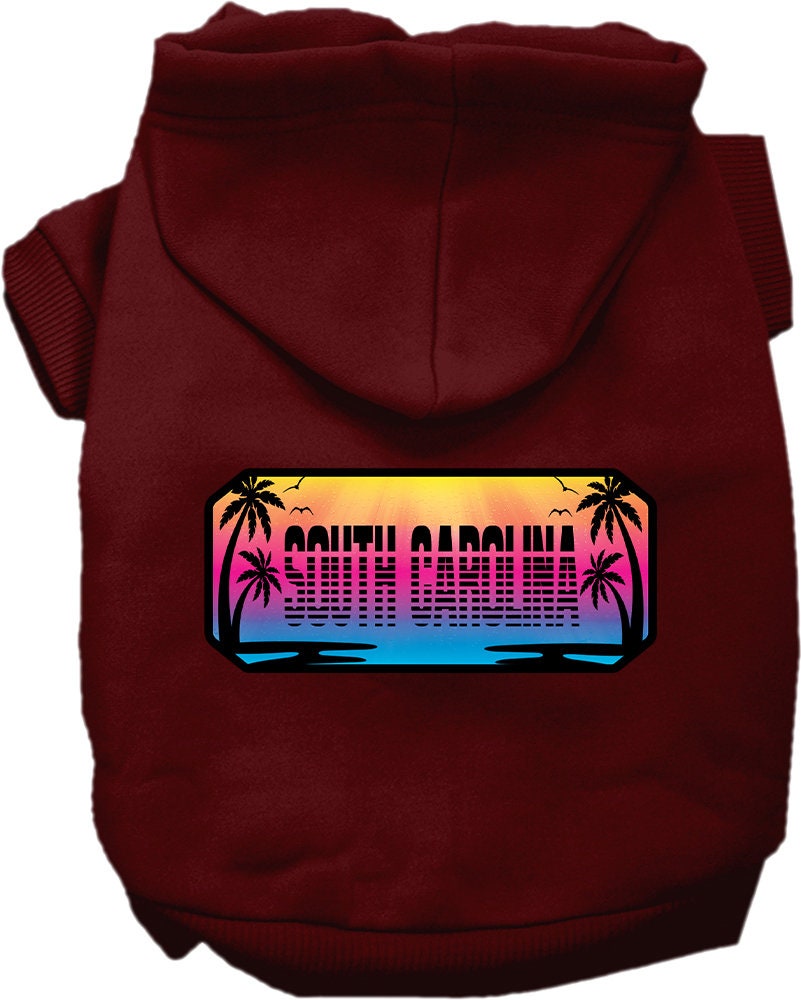 Pet Dog & Cat Screen Printed Hoodie for Medium to Large Pets (Sizes 2XL-6XL), "South Carolina Beach Shades"