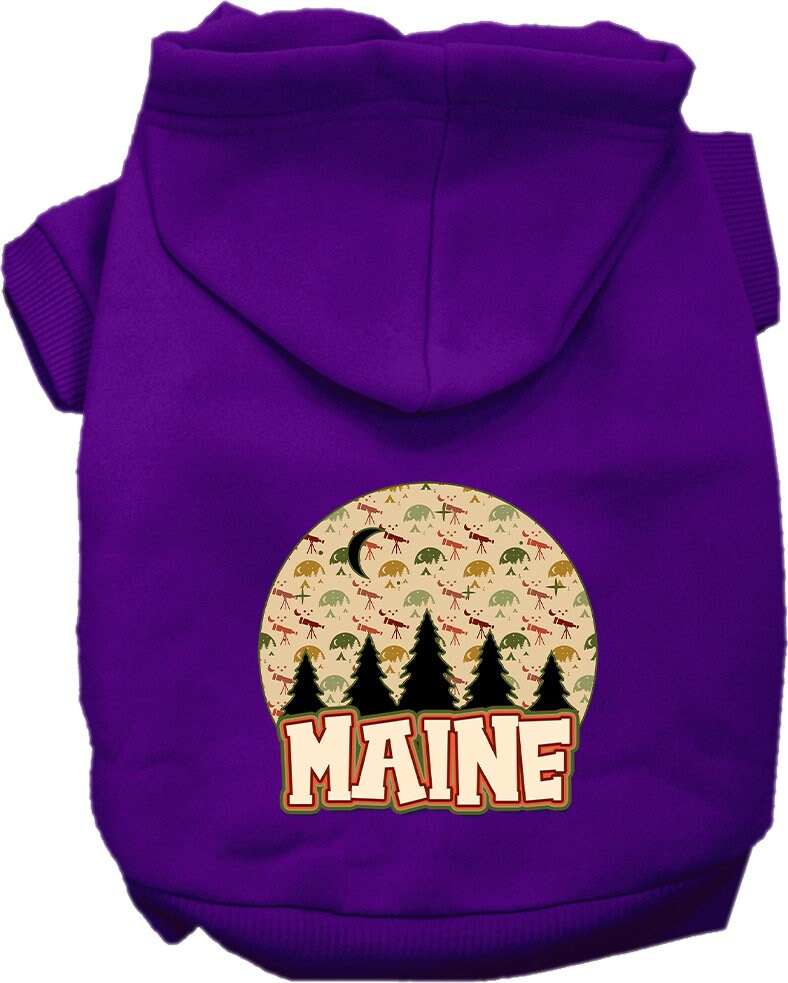 Pet Dog & Cat Screen Printed Hoodie for Medium to Large Pets (Sizes 2XL-6XL), "Maine Under The Stars"