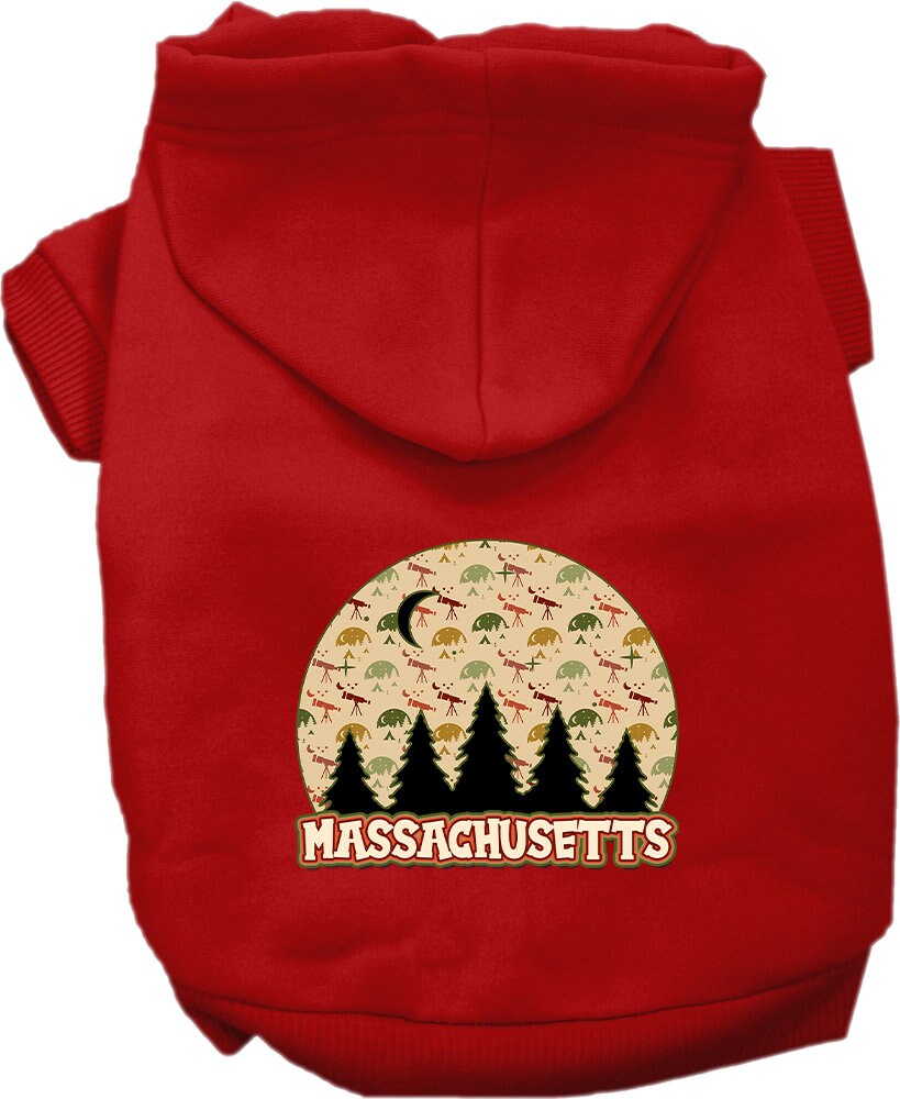 Pet Dog & Cat Screen Printed Hoodie for Medium to Large Pets (Sizes 2XL-6XL), "Massachusetts Under The Stars"