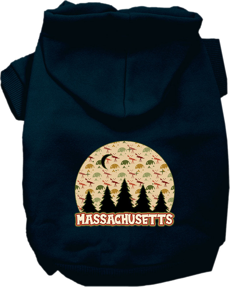 Pet Dog & Cat Screen Printed Hoodie for Medium to Large Pets (Sizes 2XL-6XL), "Massachusetts Under The Stars"