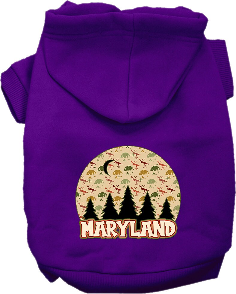 Pet Dog & Cat Screen Printed Hoodie for Medium to Large Pets (Sizes 2XL-6XL), "Maryland Under The Stars"