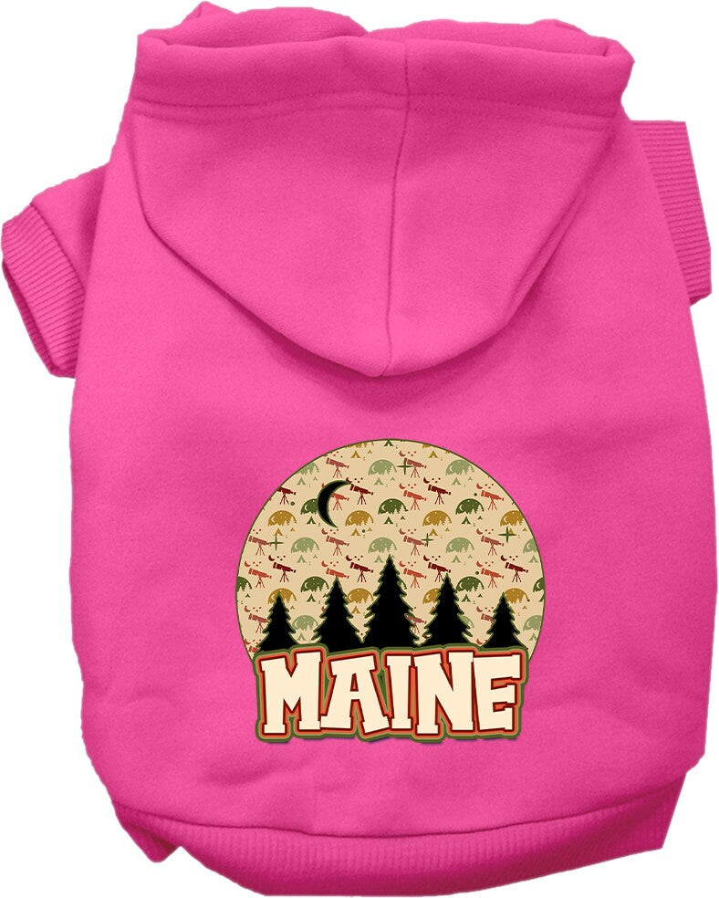 Pet Dog & Cat Screen Printed Hoodie for Small to Medium Pets (Sizes XS-XL), "Maine Under The Stars"