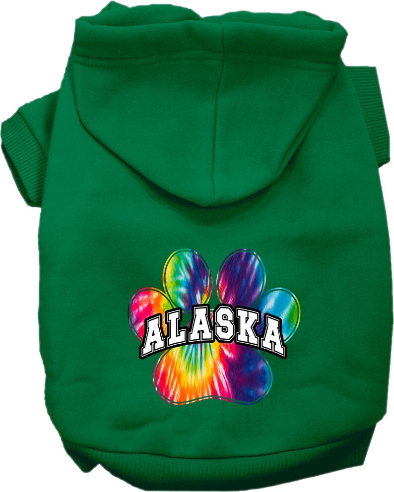 Pet Dog & Cat Screen Printed Hoodie for Small to Medium Pets (Sizes XS-XL), "Alaska Bright Tie Dye"