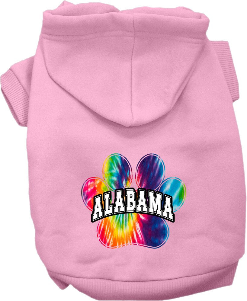 Pet Dog & Cat Screen Printed Hoodie for Medium to Large Pets (Sizes 2XL-6XL), "Alabama Bright Tie Dye"