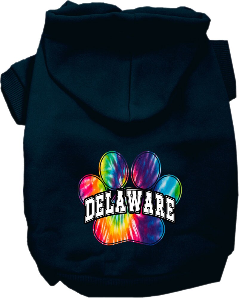 Pet Dog & Cat Screen Printed Hoodie for Small to Medium Pets (Sizes XS-XL), "Delaware Bright Tie Dye"