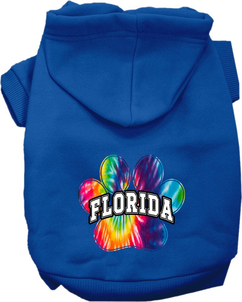 Pet Dog & Cat Screen Printed Hoodie for Small to Medium Pets (Sizes XS-XL), "Florida Bright Tie Dye"