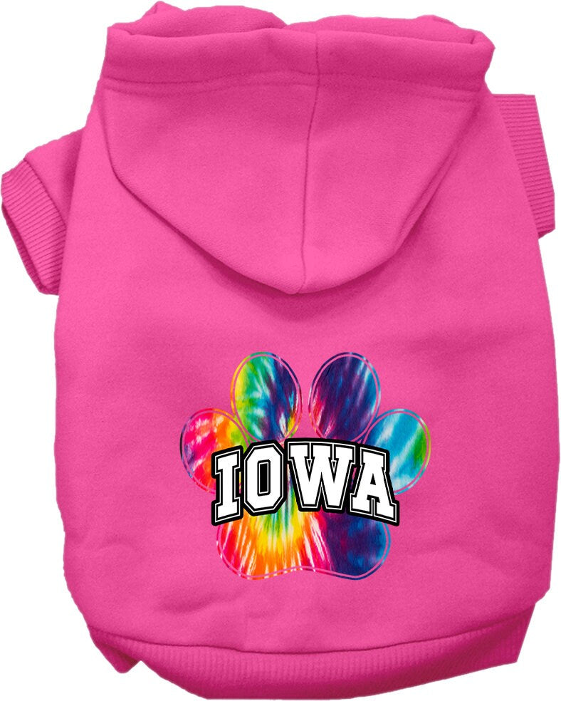 Pet Dog & Cat Screen Printed Hoodie for Medium to Large Pets (Sizes 2XL-6XL), "Iowa Bright Tie Dye"