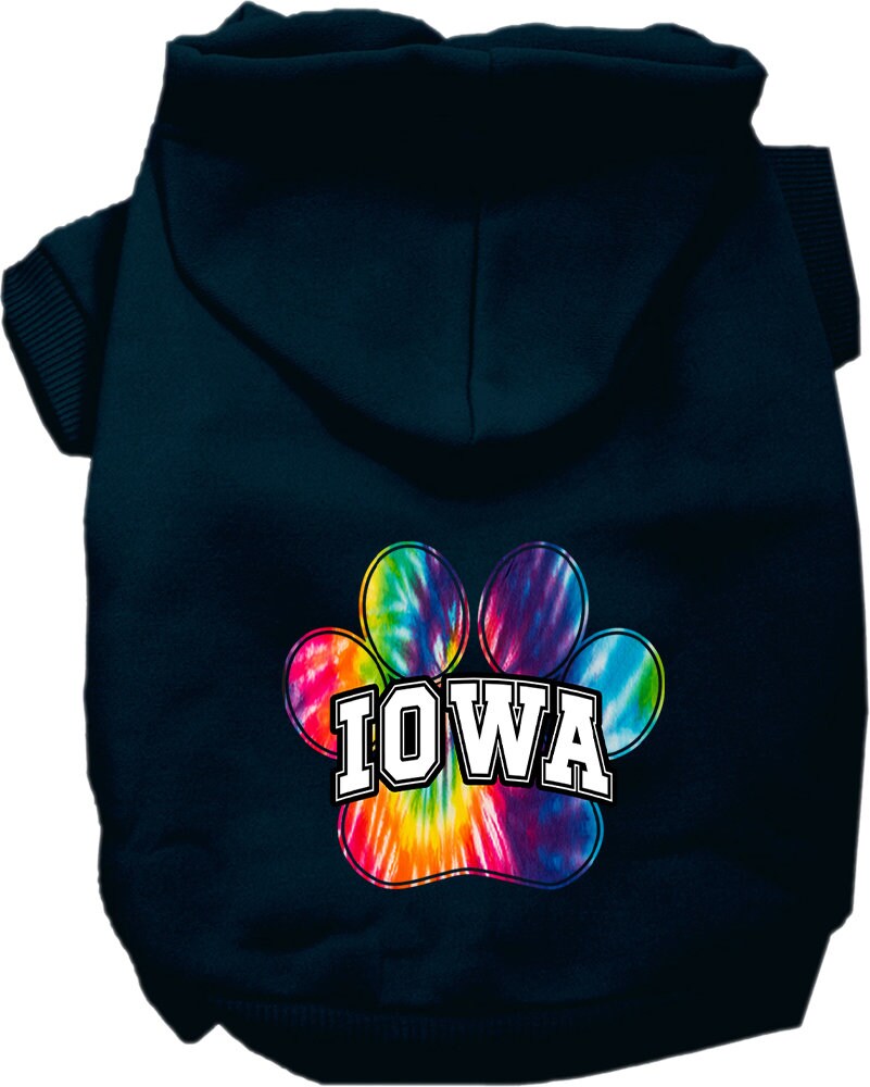 Pet Dog & Cat Screen Printed Hoodie for Medium to Large Pets (Sizes 2XL-6XL), "Iowa Bright Tie Dye"