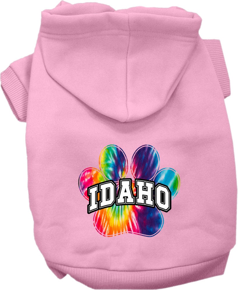 Pet Dog & Cat Screen Printed Hoodie for Small to Medium Pets (Sizes XS-XL), "Idaho Bright Tie Dye"