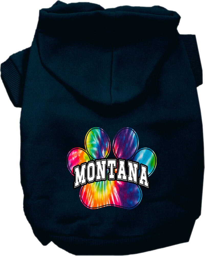 Pet Dog & Cat Screen Printed Hoodie for Medium to Large Pets (Sizes 2XL-6XL), "Montana Bright Tie Dye"