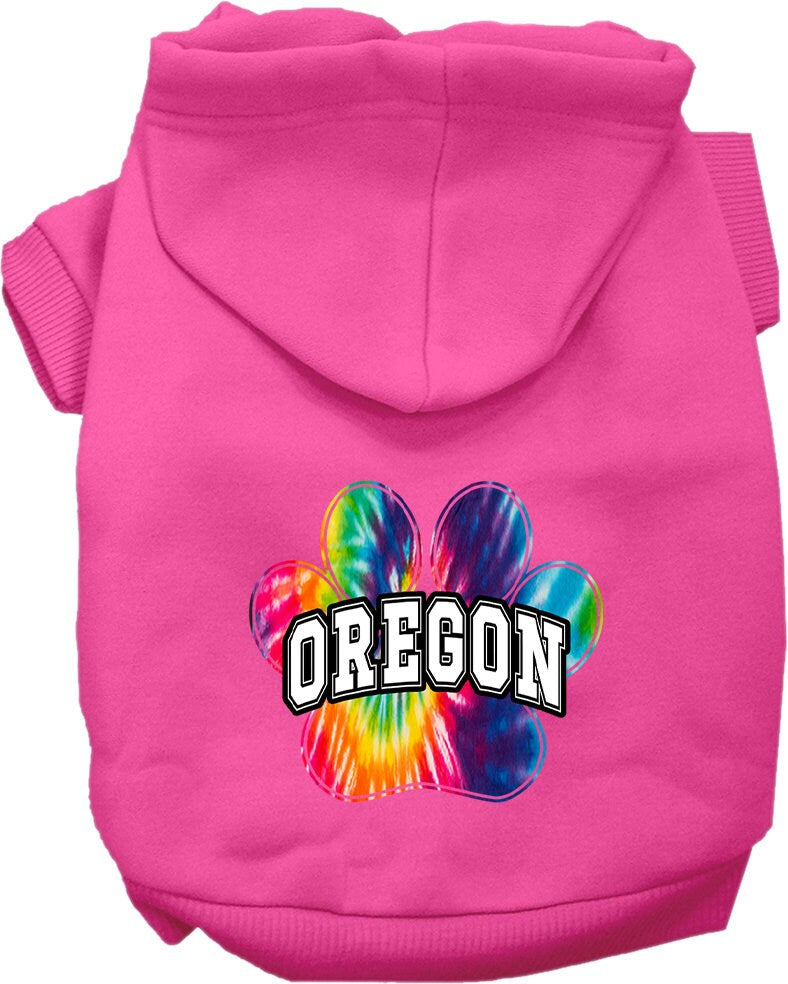 Pet Dog & Cat Screen Printed Hoodie for Medium to Large Pets (Sizes 2XL-6XL), "Oregon Bright Tie Dye"