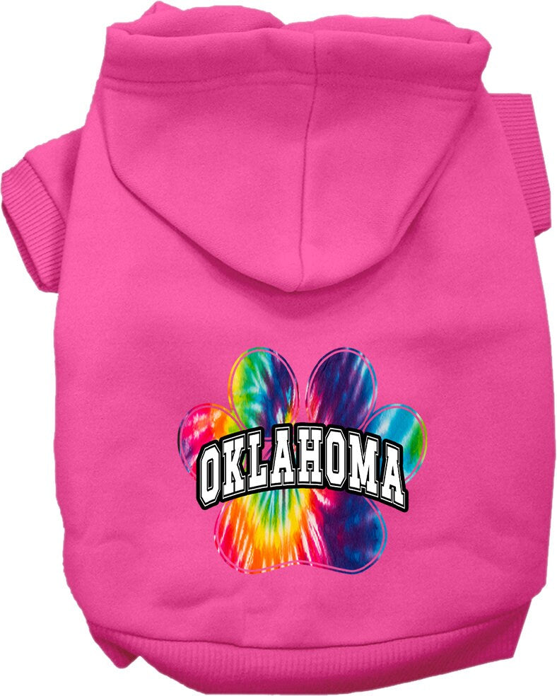 Pet Dog & Cat Screen Printed Hoodie for Medium to Large Pets (Sizes 2XL-6XL), "Oklahoma Bright Tie Dye"