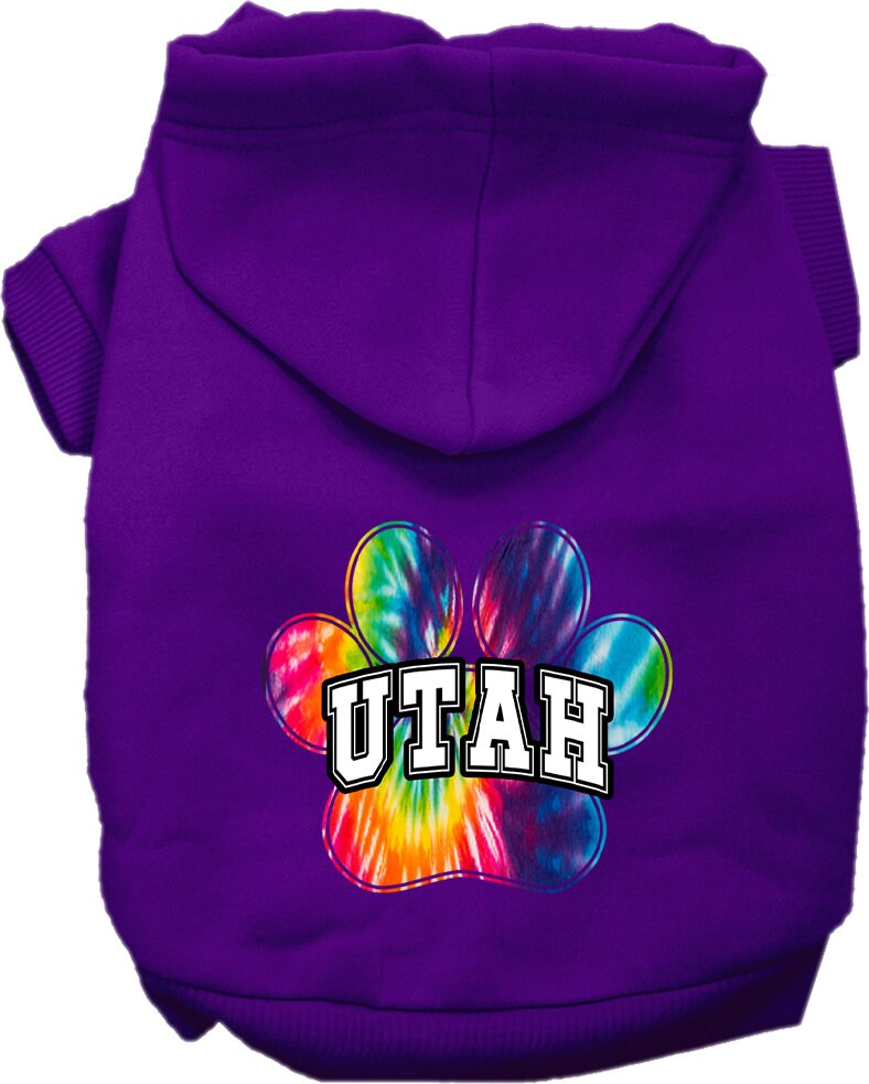 Pet Dog & Cat Screen Printed Hoodie for Medium to Large Pets (Sizes 2XL-6XL), "Utah Bright Tie Dye"