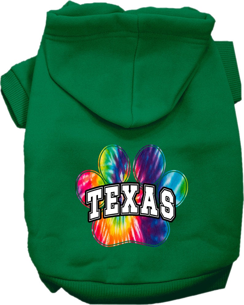 Pet Dog & Cat Screen Printed Hoodie for Medium to Large Pets (Sizes 2XL-6XL), "Texas Bright Tie Dye"