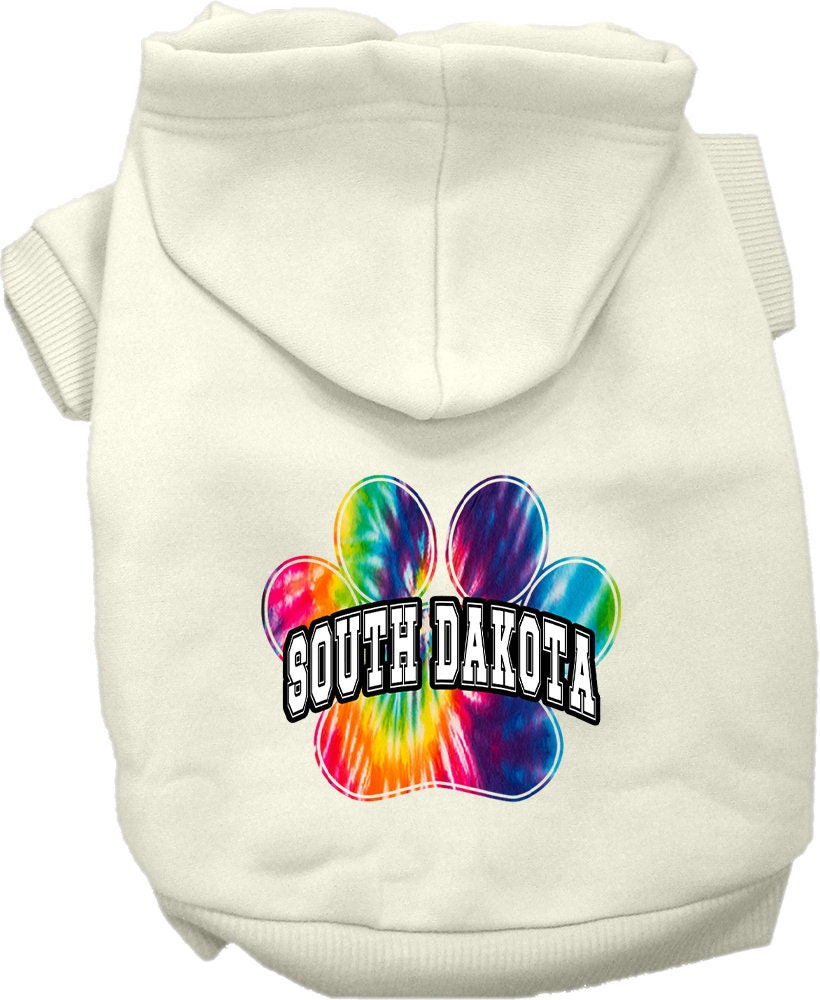 Pet Dog & Cat Screen Printed Hoodie for Medium to Large Pets (Sizes 2XL-6XL), "South Dakota Bright Tie Dye"