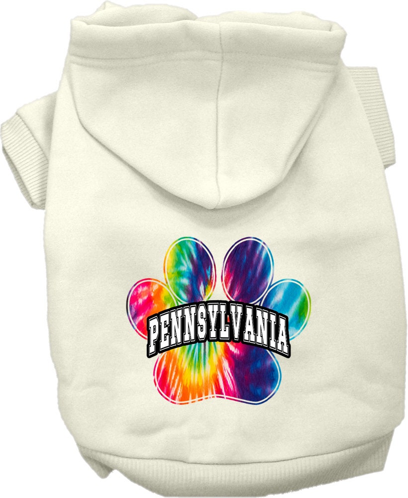 Pet Dog & Cat Screen Printed Hoodie for Medium to Large Pets (Sizes 2XL-6XL), "Pennsylvania Bright Tie Dye"