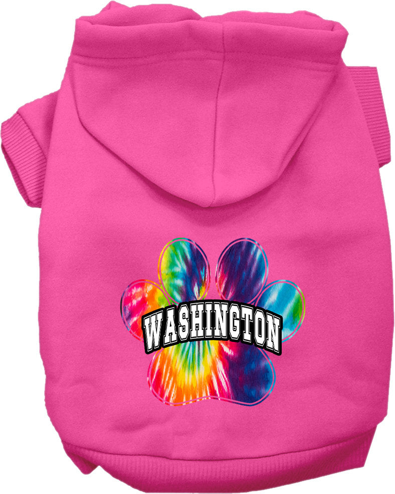 Pet Dog & Cat Screen Printed Hoodie for Medium to Large Pets (Sizes 2XL-6XL), "Washington Bright Tie Dye"