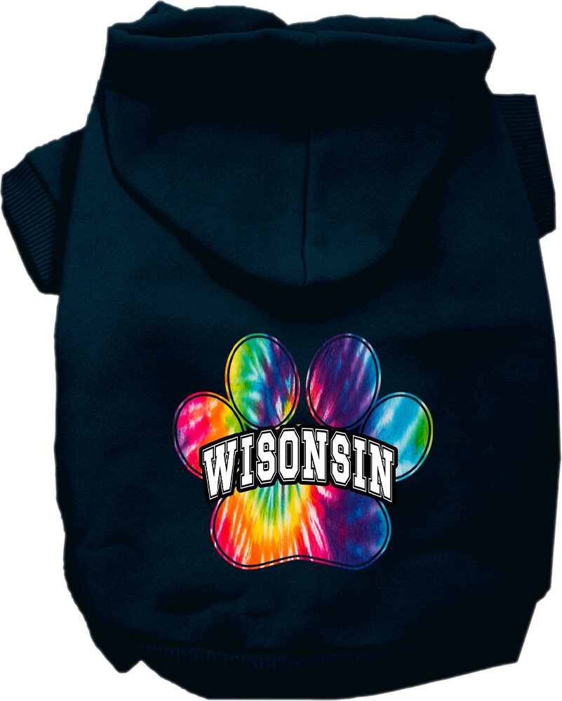 Pet Dog & Cat Screen Printed Hoodie for Medium to Large Pets (Sizes 2XL-6XL), "Wisconsin Bright Tie Dye"